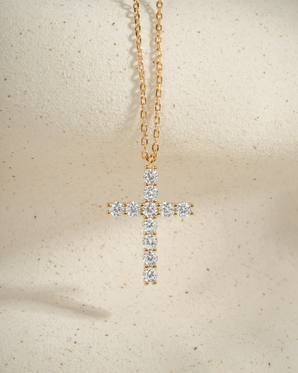 Round Studded Cross Pendant Necklace