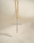 Round Studded Cross Pendant Necklace