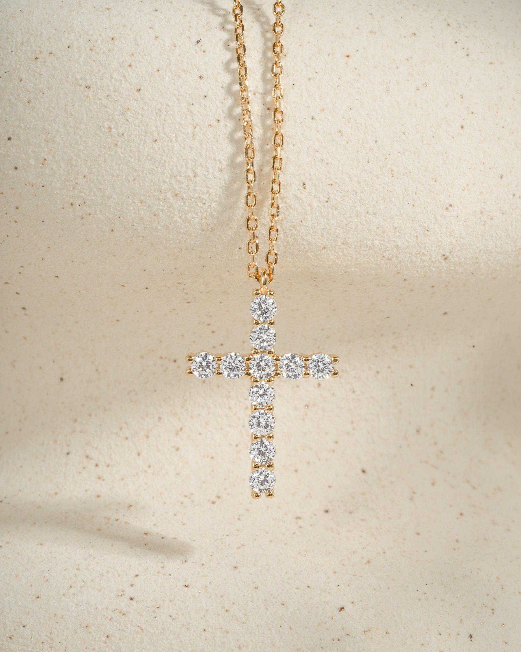 Round Studded Cross Pendant Necklace