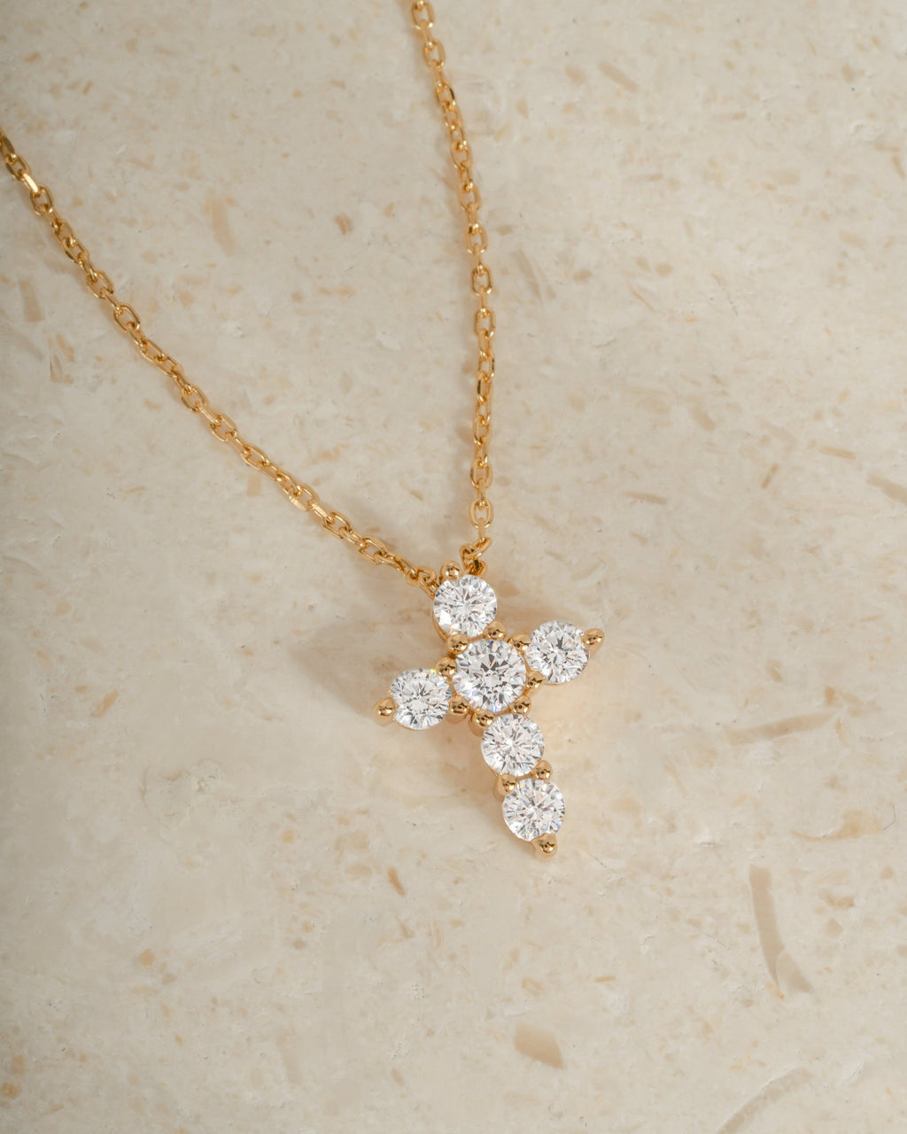 Small Round Cross Pendant Necklace