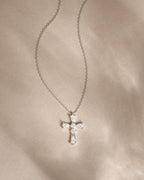 Pear Accent Cross Pendant Necklace