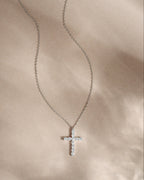 Round Studded Cross Pendant Necklace