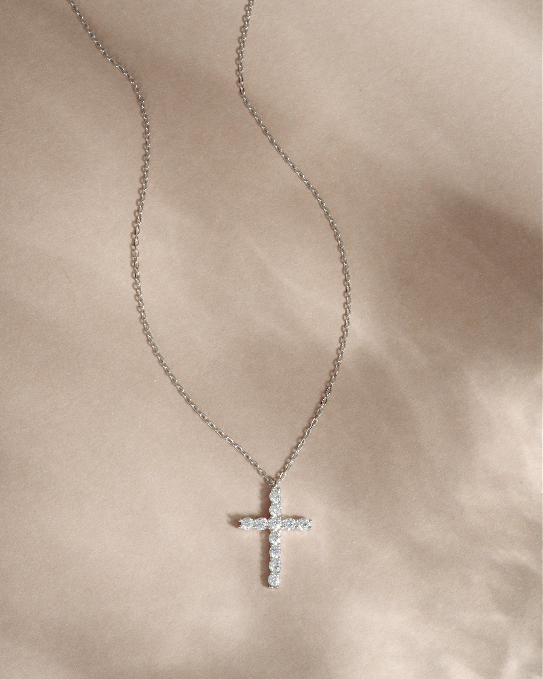 Round Studded Cross Pendant Necklace