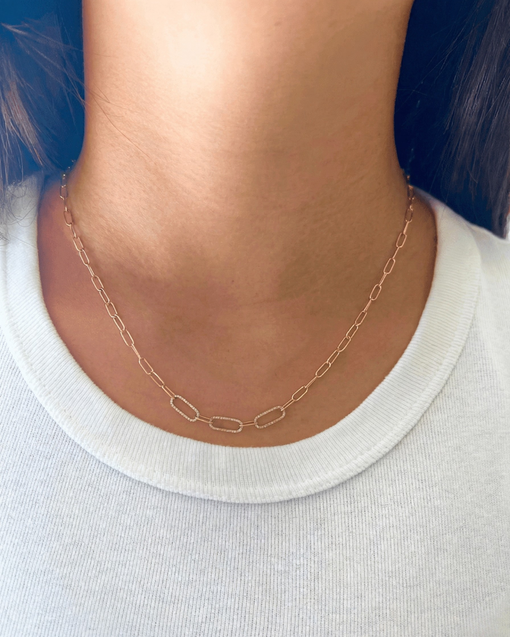 Paperclip Chain Diamond Necklace
