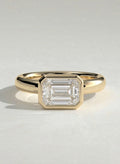 The Alina Ring - East-West Emerald Bezel Solitaire Ring