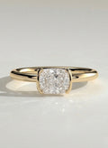 The Tessa Ring - East-West Elongated Cushion Semi-Bezel Ring
