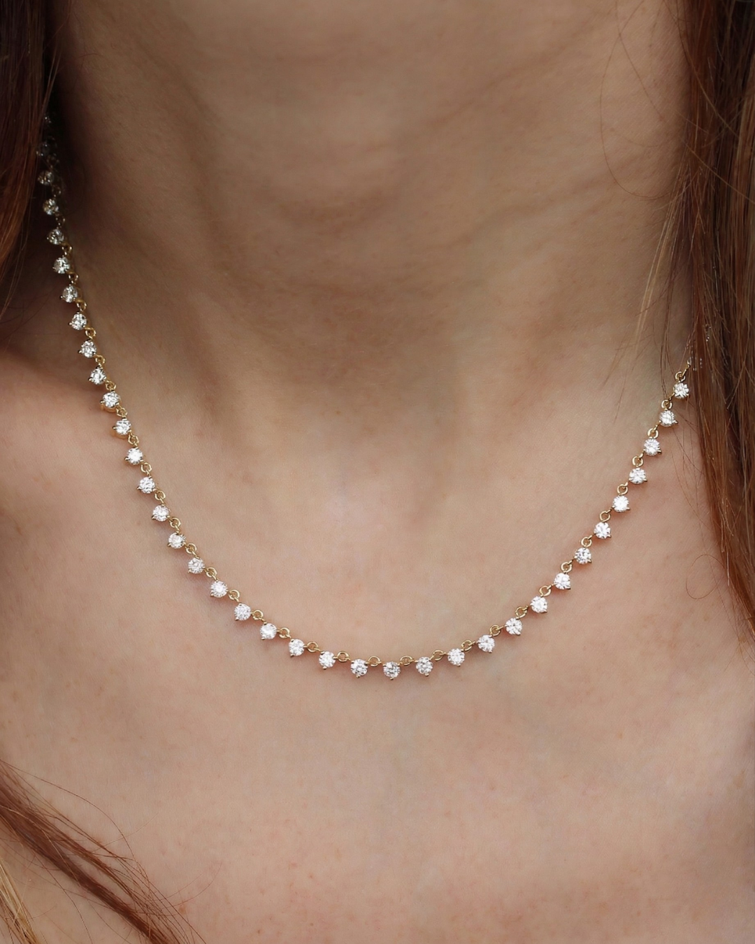Delicate Floating Diamond Tennis Necklace