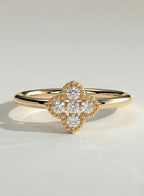 The Clover Ring - Diamond Cluster with Milgrain Detail