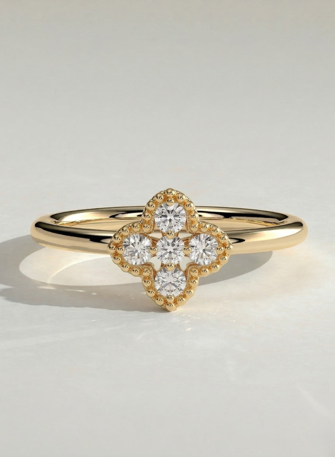 The Clover Ring - Diamond Cluster with Milgrain Detail