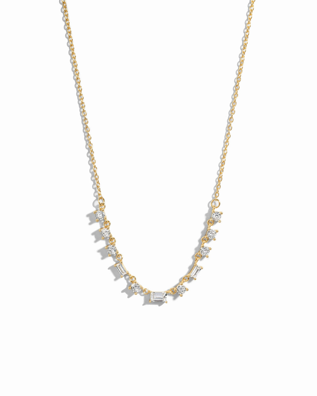Baguette & Round Station Necklace
