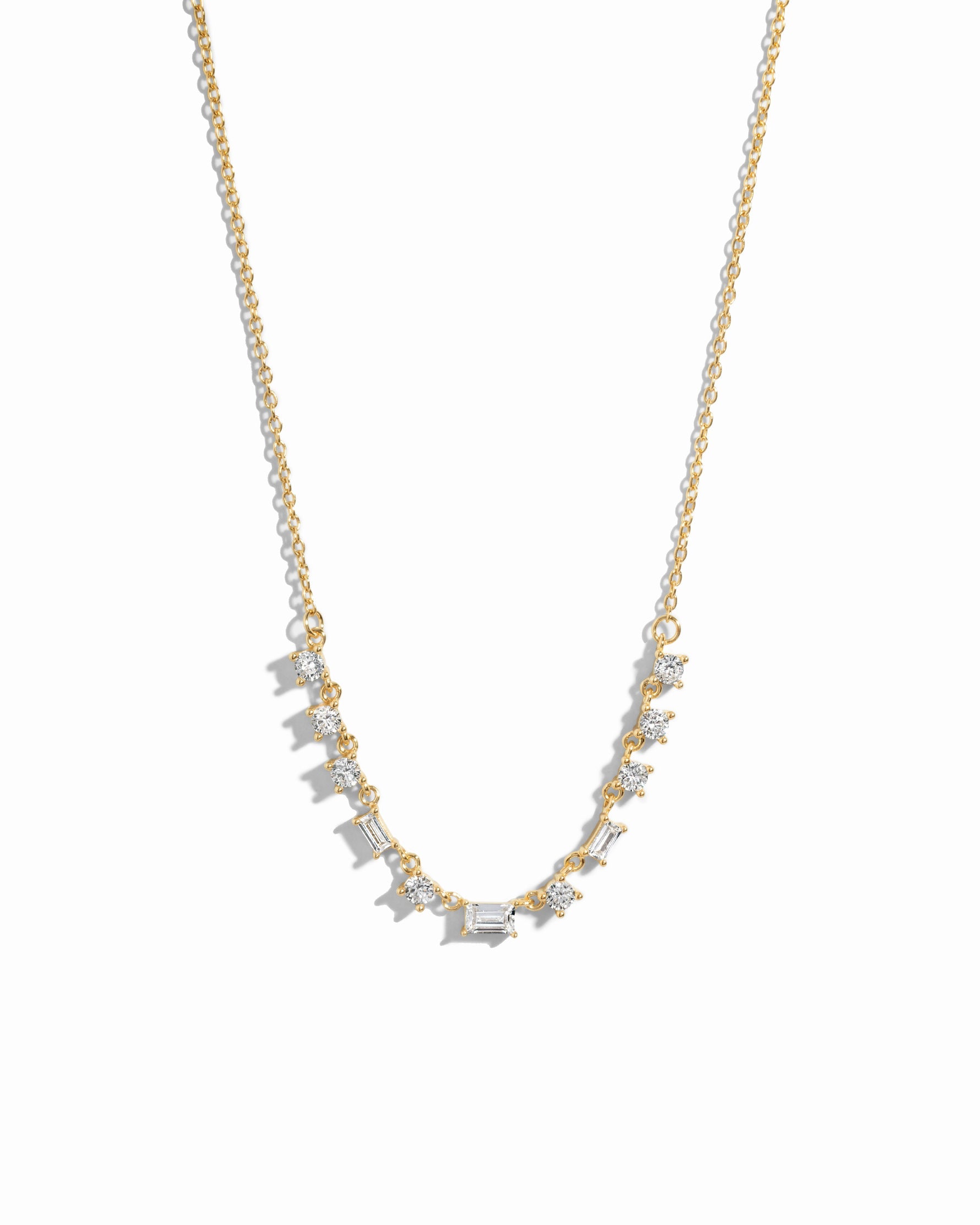 Baguette & Round Station Necklace