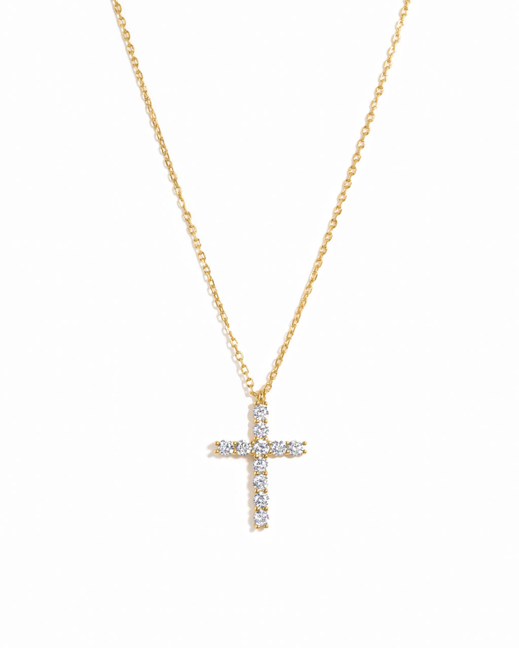 Round Studded Cross Pendant Necklace