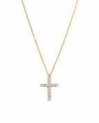 Round Studded Cross Pendant Necklace