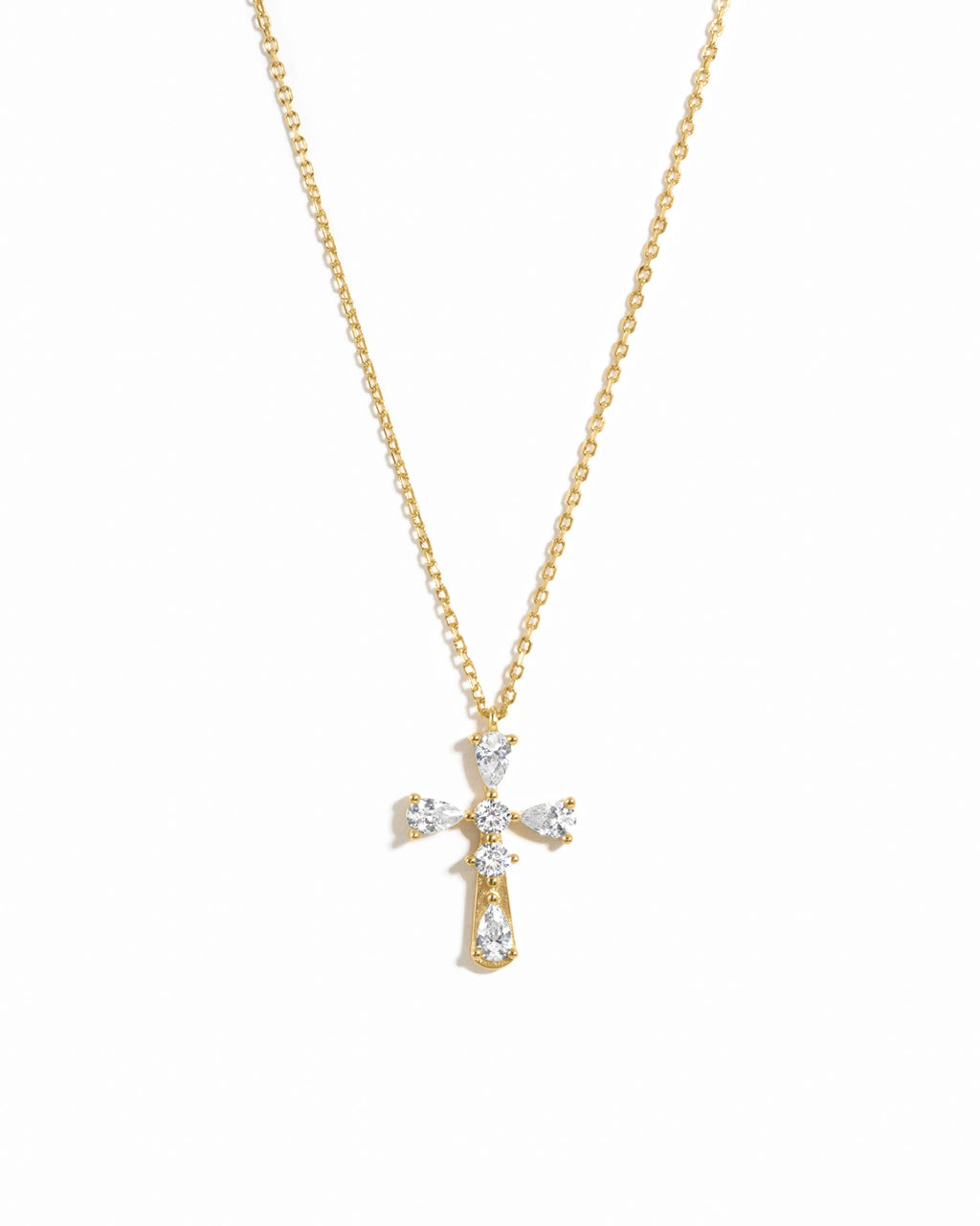 Pear Accent Cross Pendant Necklace