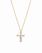 Pear Accent Cross Pendant Necklace