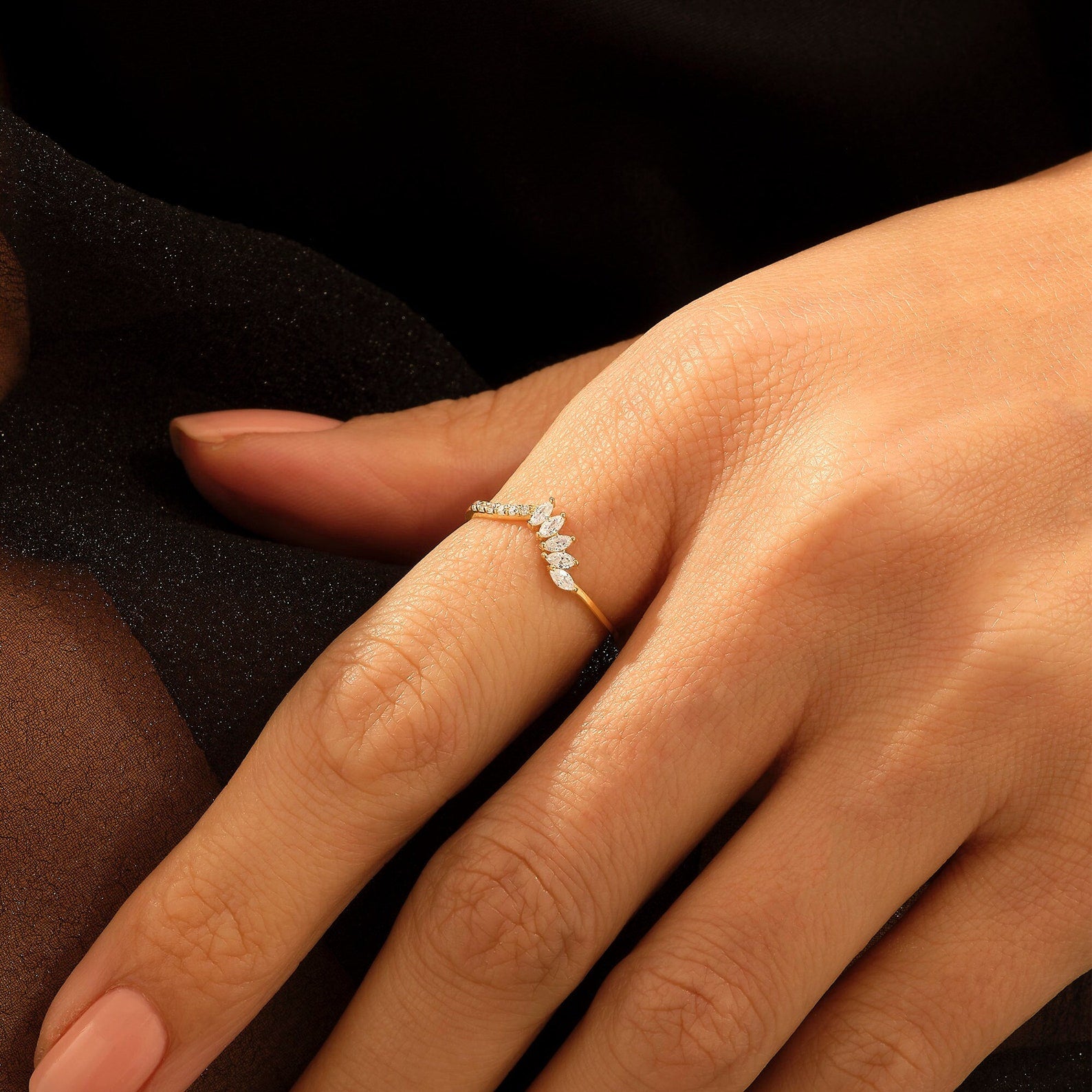 The Lyrène Ring - Marquise Crown Ring in Silver