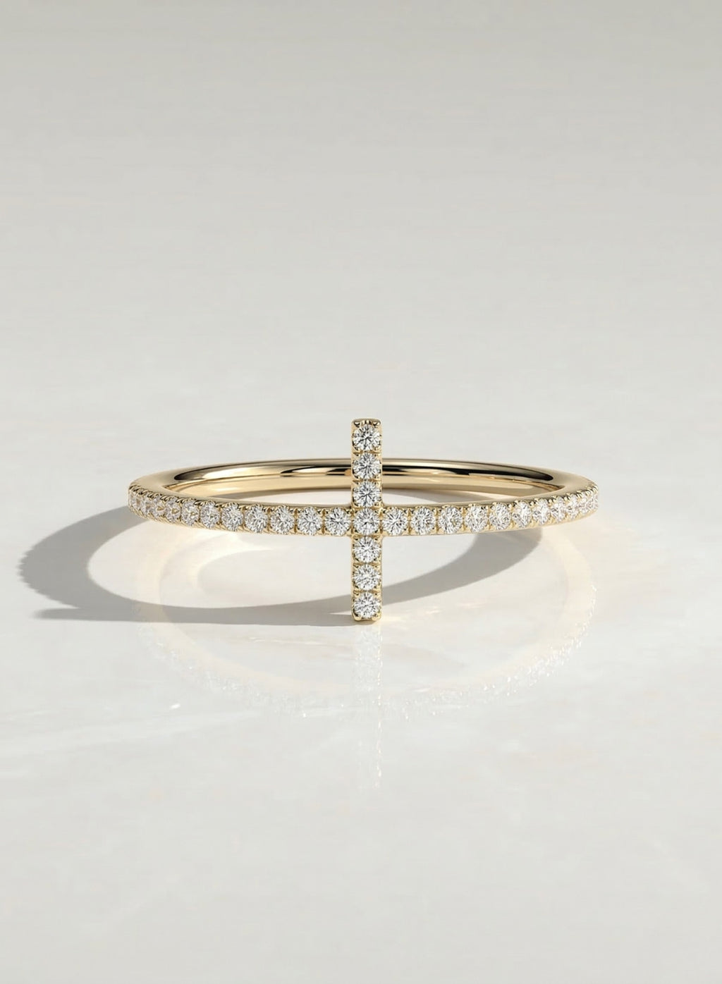 The Faith Ring - Diamond Cross Pave Ring