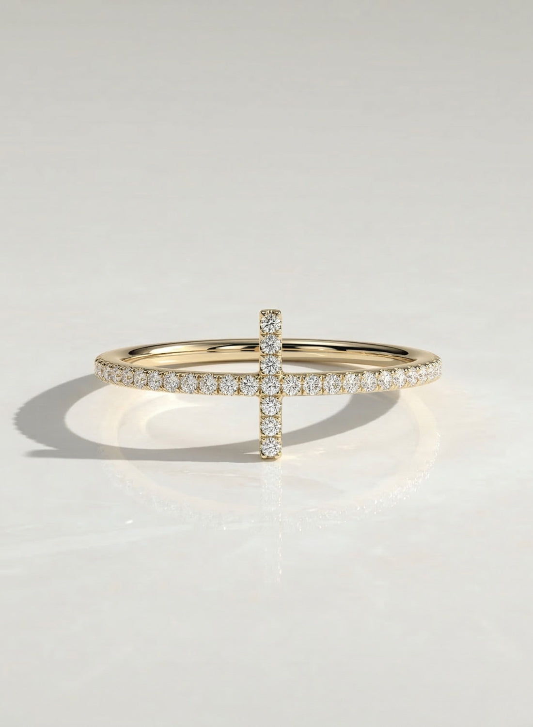 The Faith Ring - Diamond Cross Pave Ring