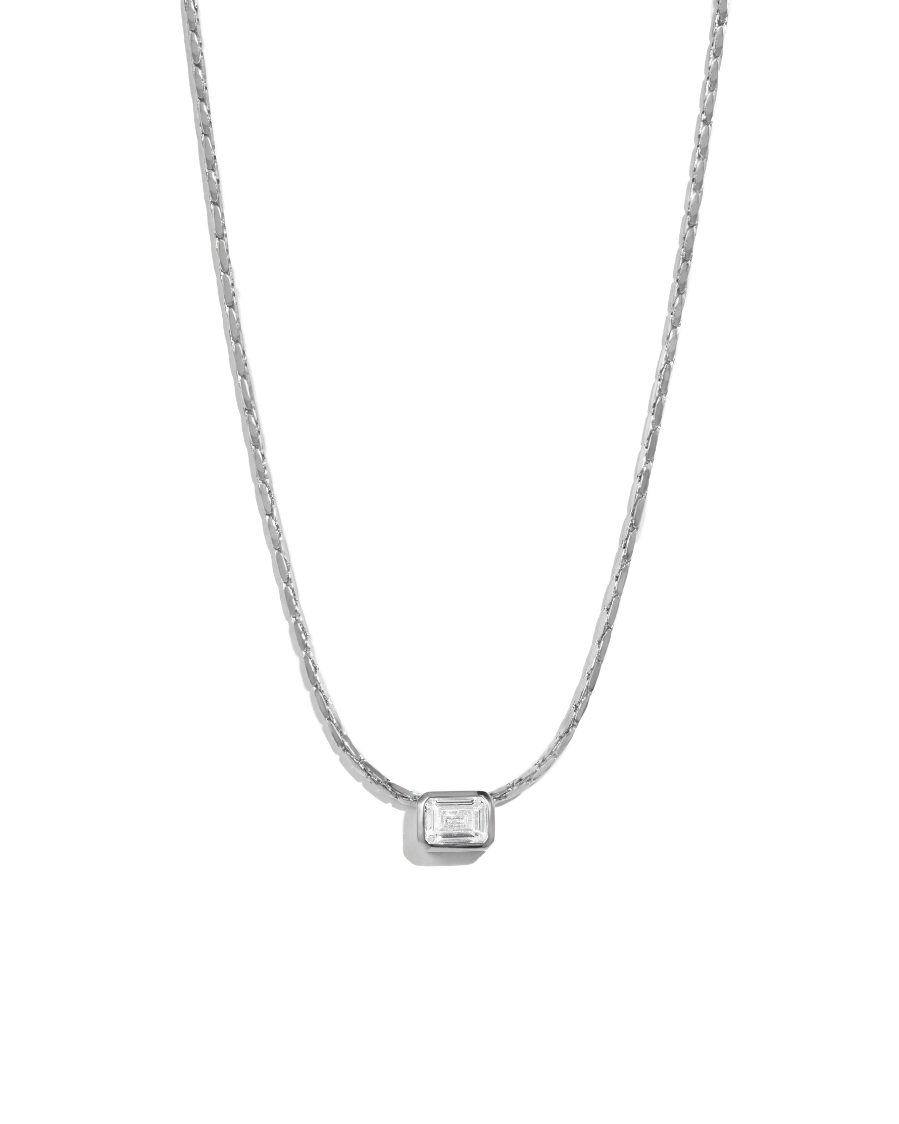Bezel Setting Emerald Cut Statement Necklace