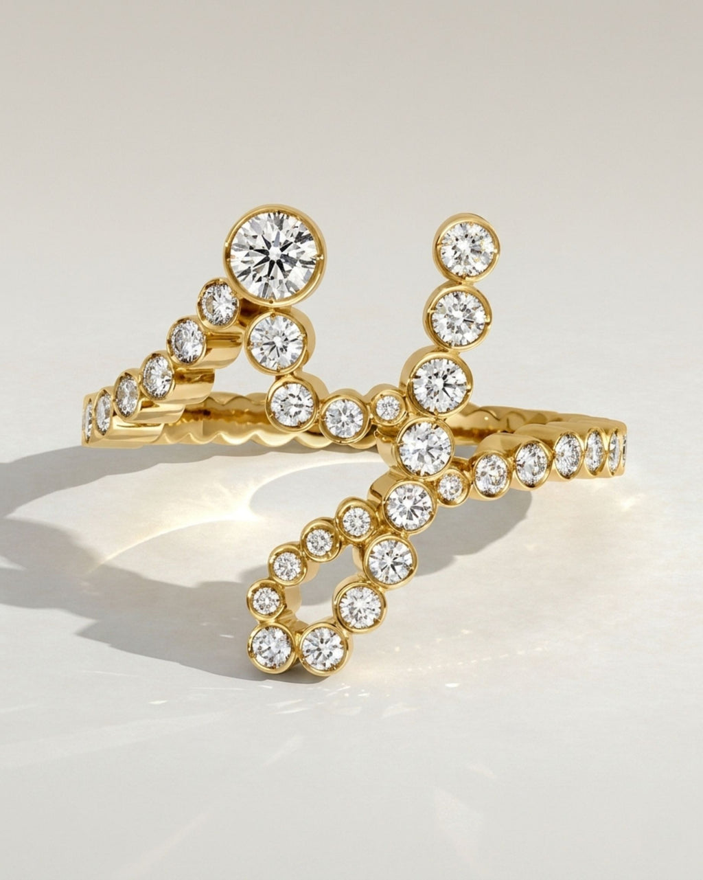 The Y Initial Ring - Diamond Bezel Letter Ring