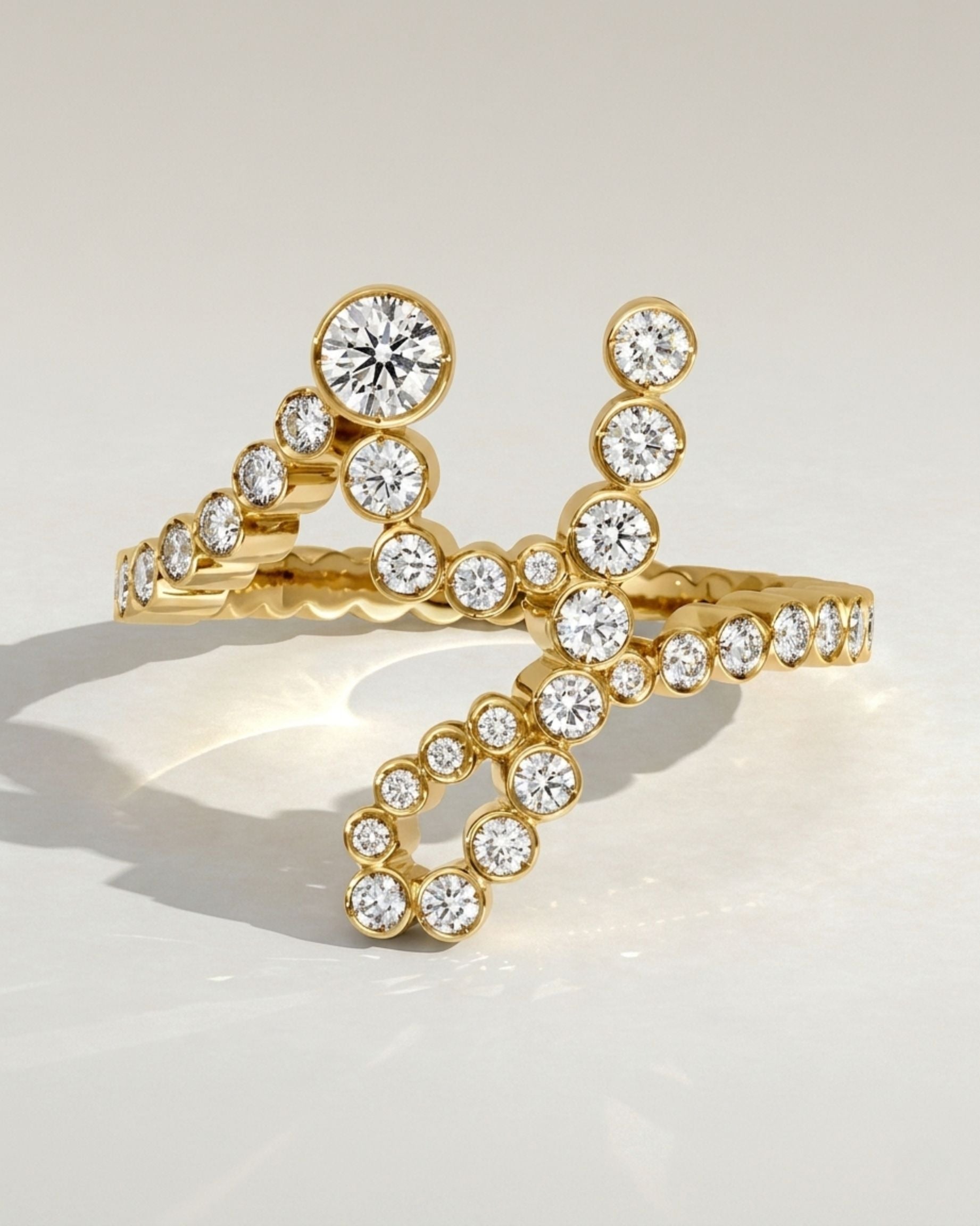 The Y Initial Ring - Diamond Bezel Letter Ring