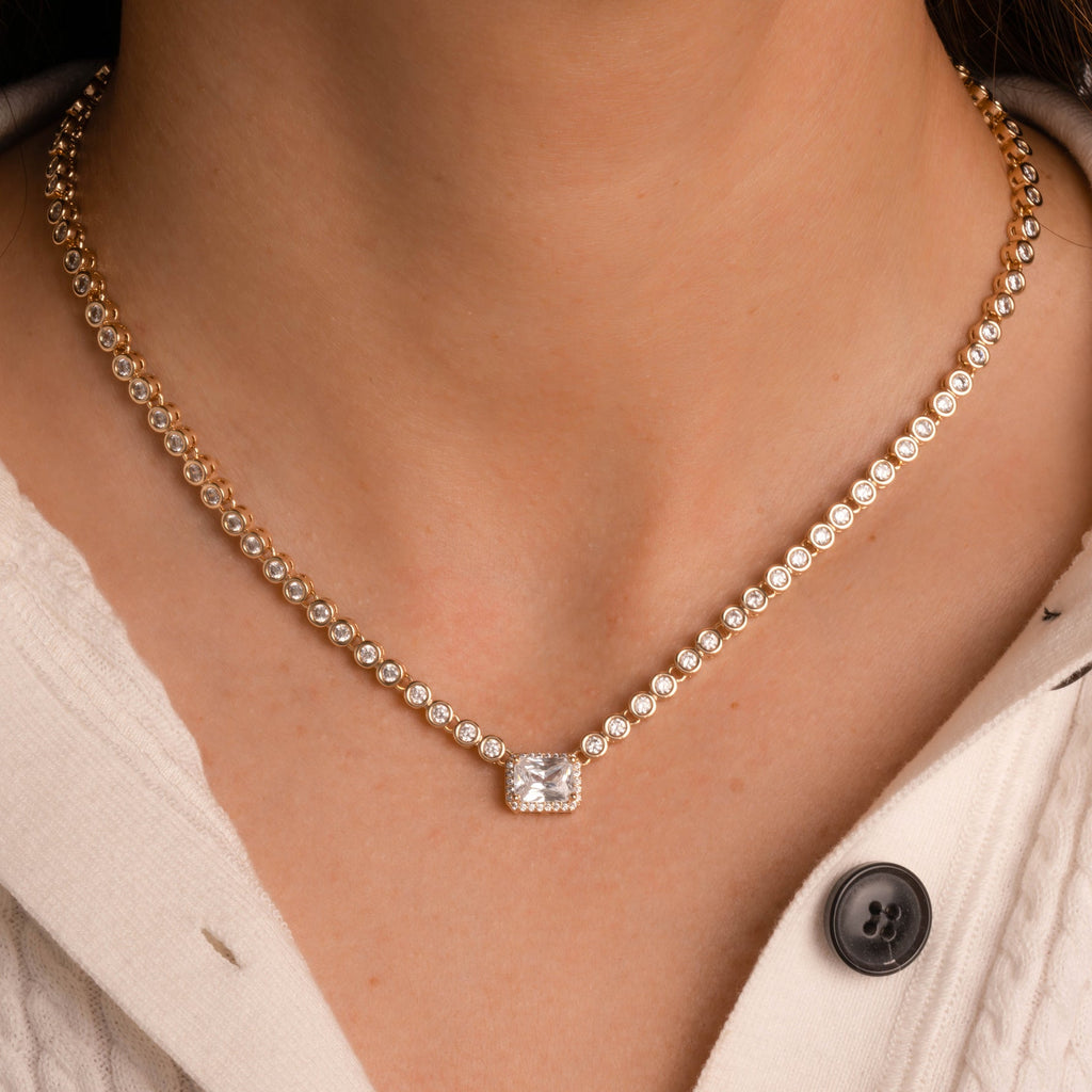 Signature Bezel Tennis Necklace