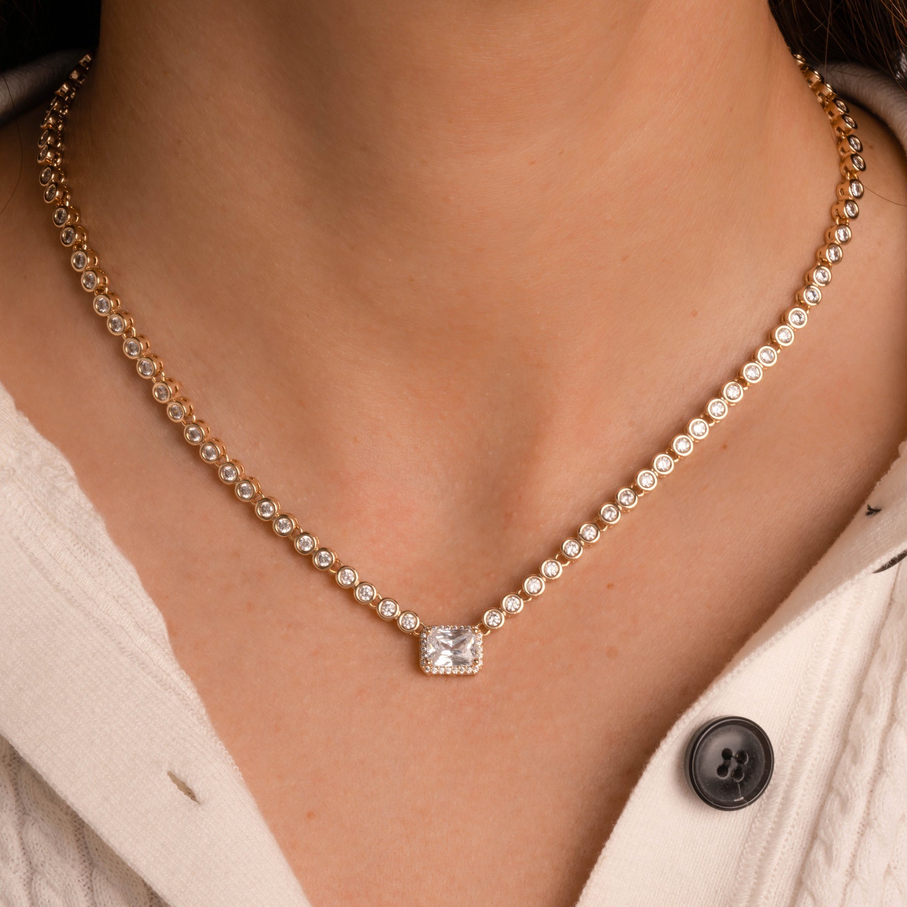 Signature Bezel Tennis Necklace