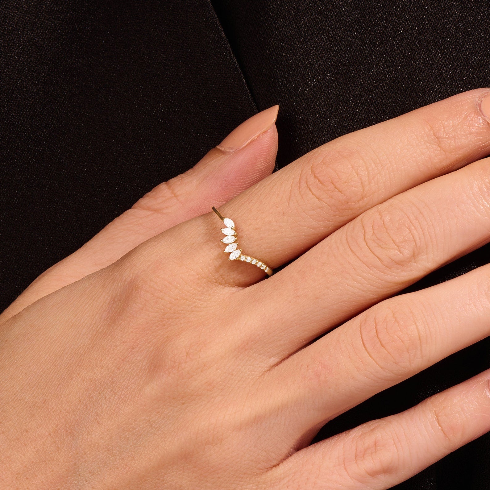 The Lyrène Ring - Marquise Crown Ring in Silver