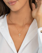 Pear Accent Cross Pendant Necklace