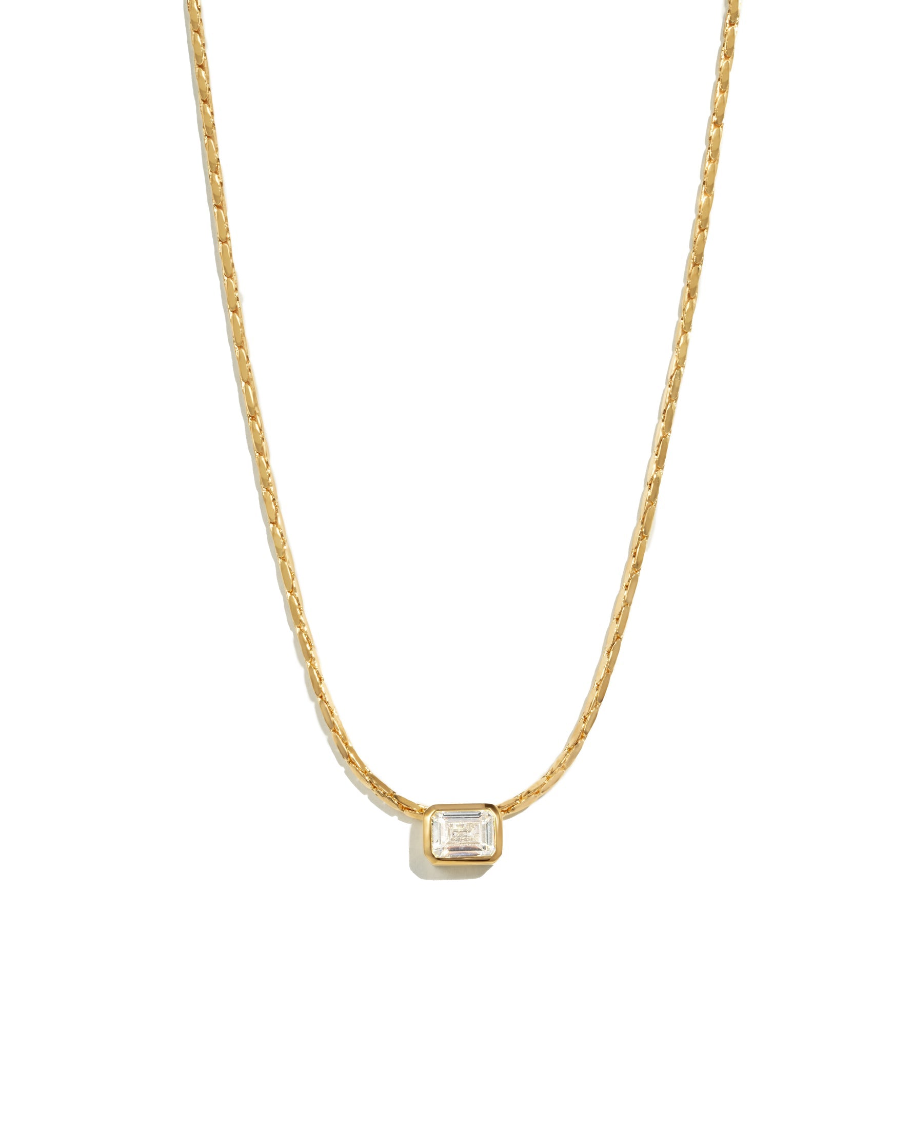 Bezel Setting Emerald Cut Statement Necklace