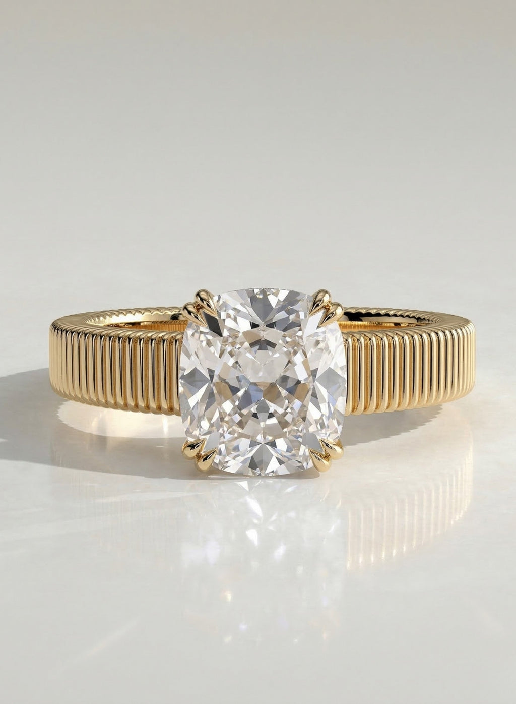 The Veda Ring - Old Mine Cushion Textured Band Ring
