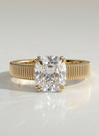 The Veda Ring - Old Mine Cushion Textured Band Ring
