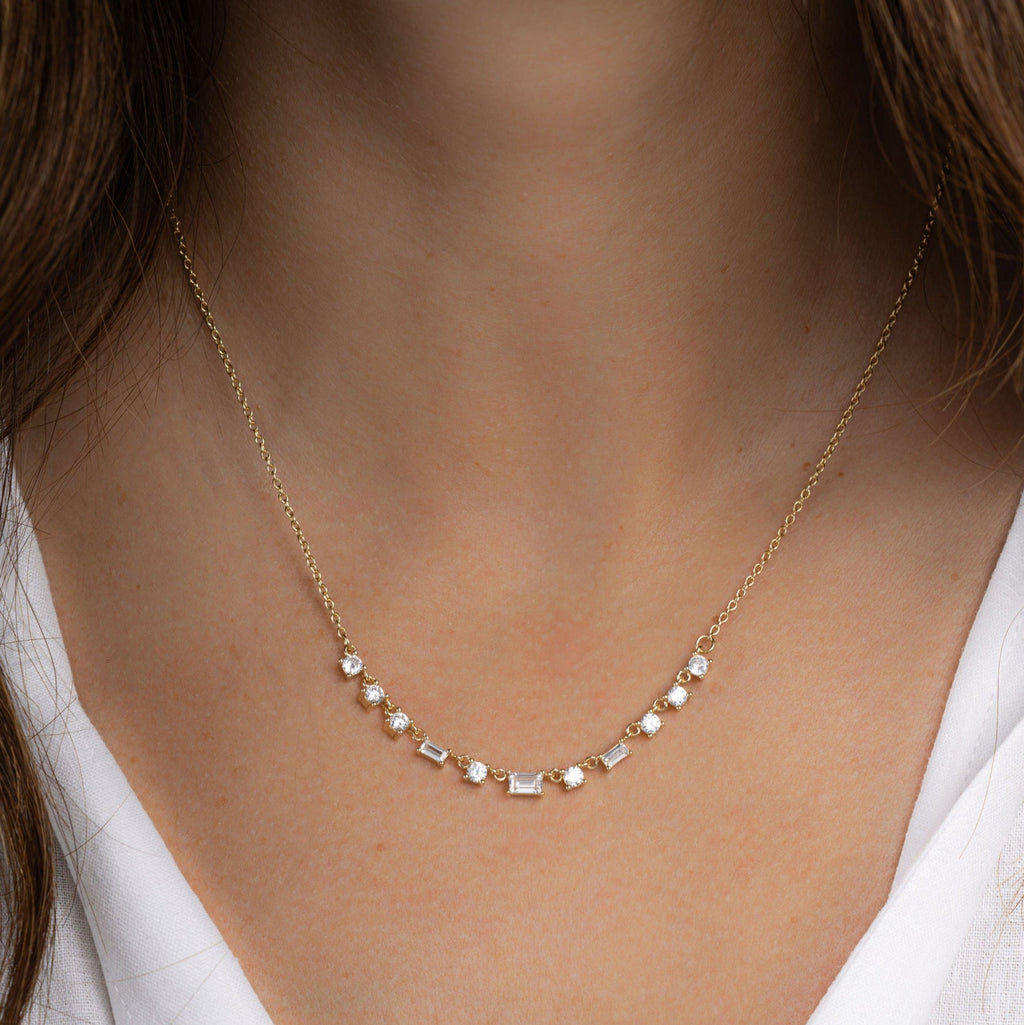Baguette & Round Station Necklace