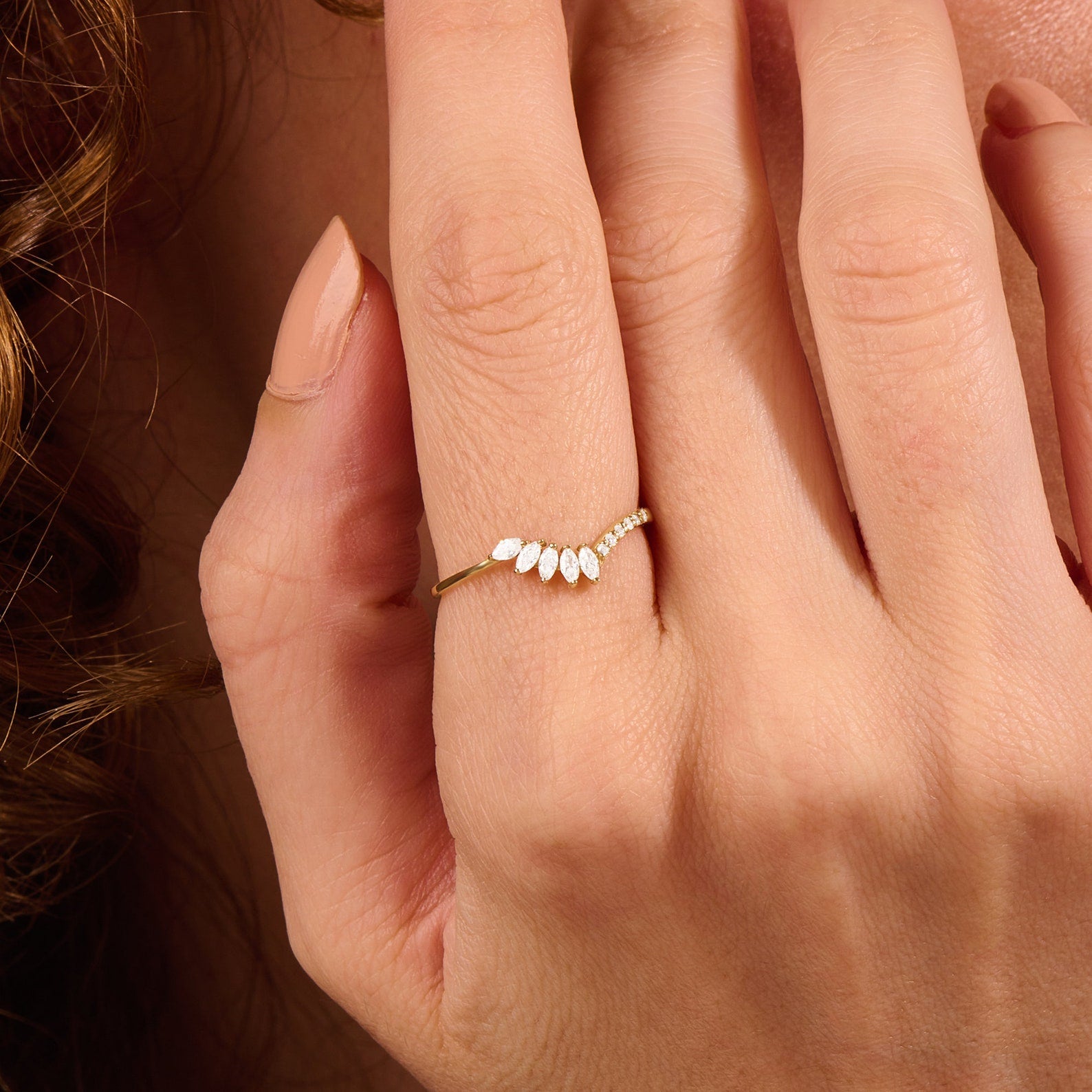 The Lyrène Ring - Marquise Crown Ring in Silver