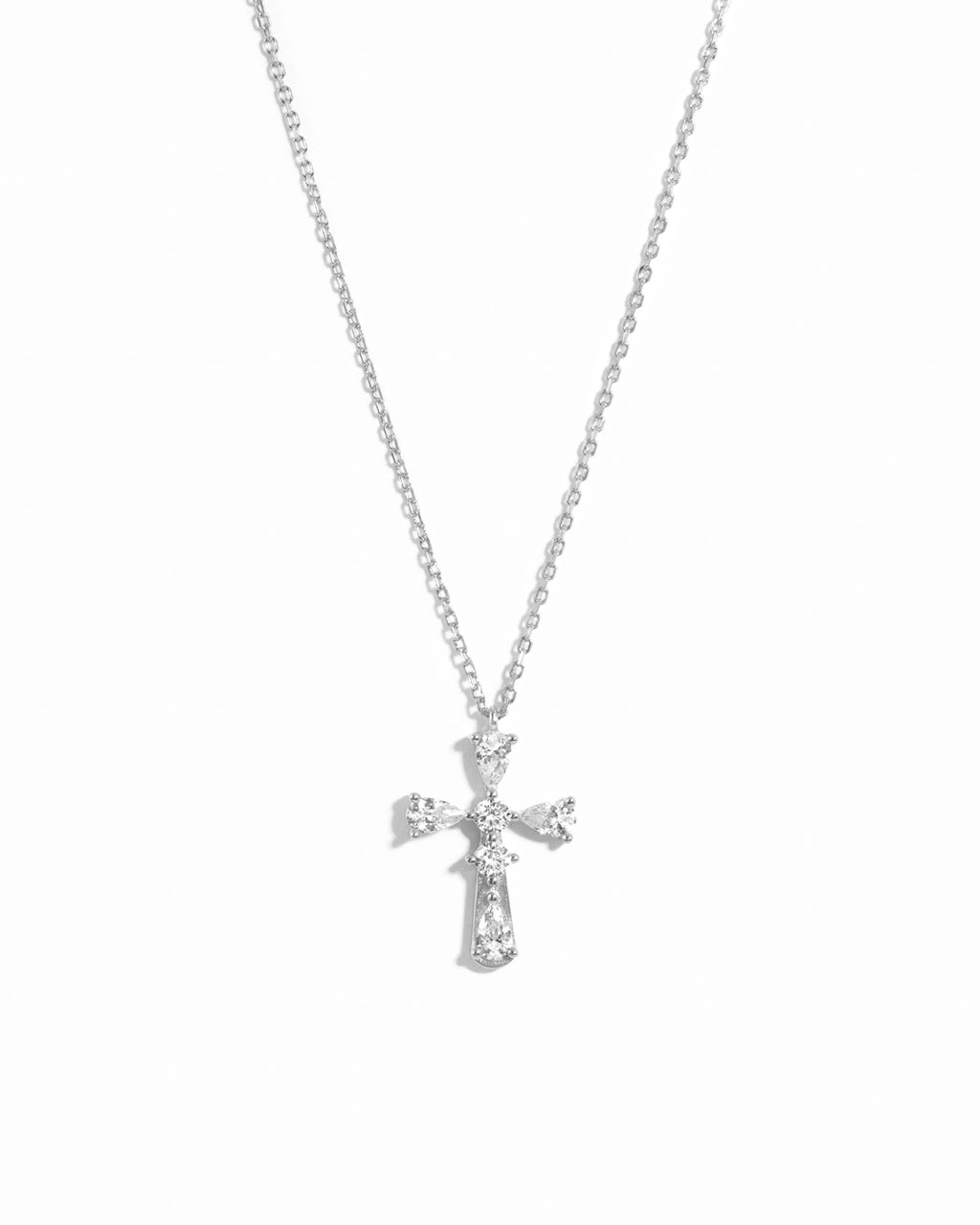 Pear Accent Cross Pendant Necklace
