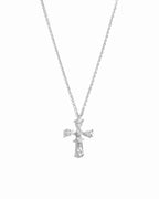 Pear Accent Cross Pendant Necklace
