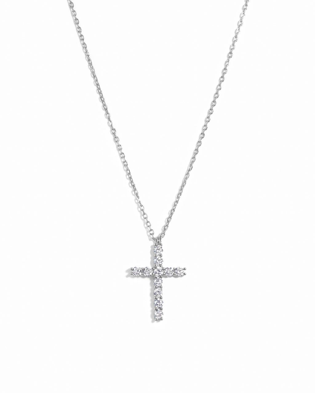 Round Studded Cross Pendant Necklace