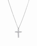 Round Studded Cross Pendant Necklace