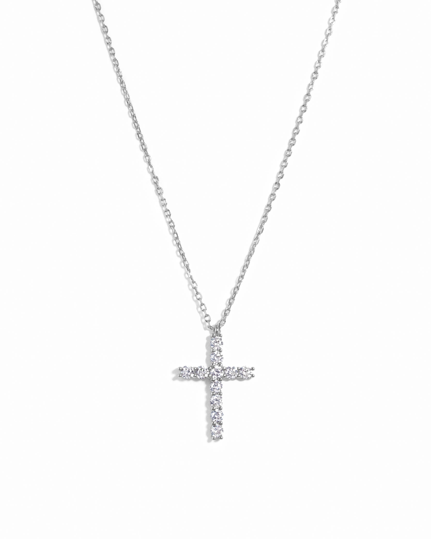 Round Studded Cross Pendant Necklace