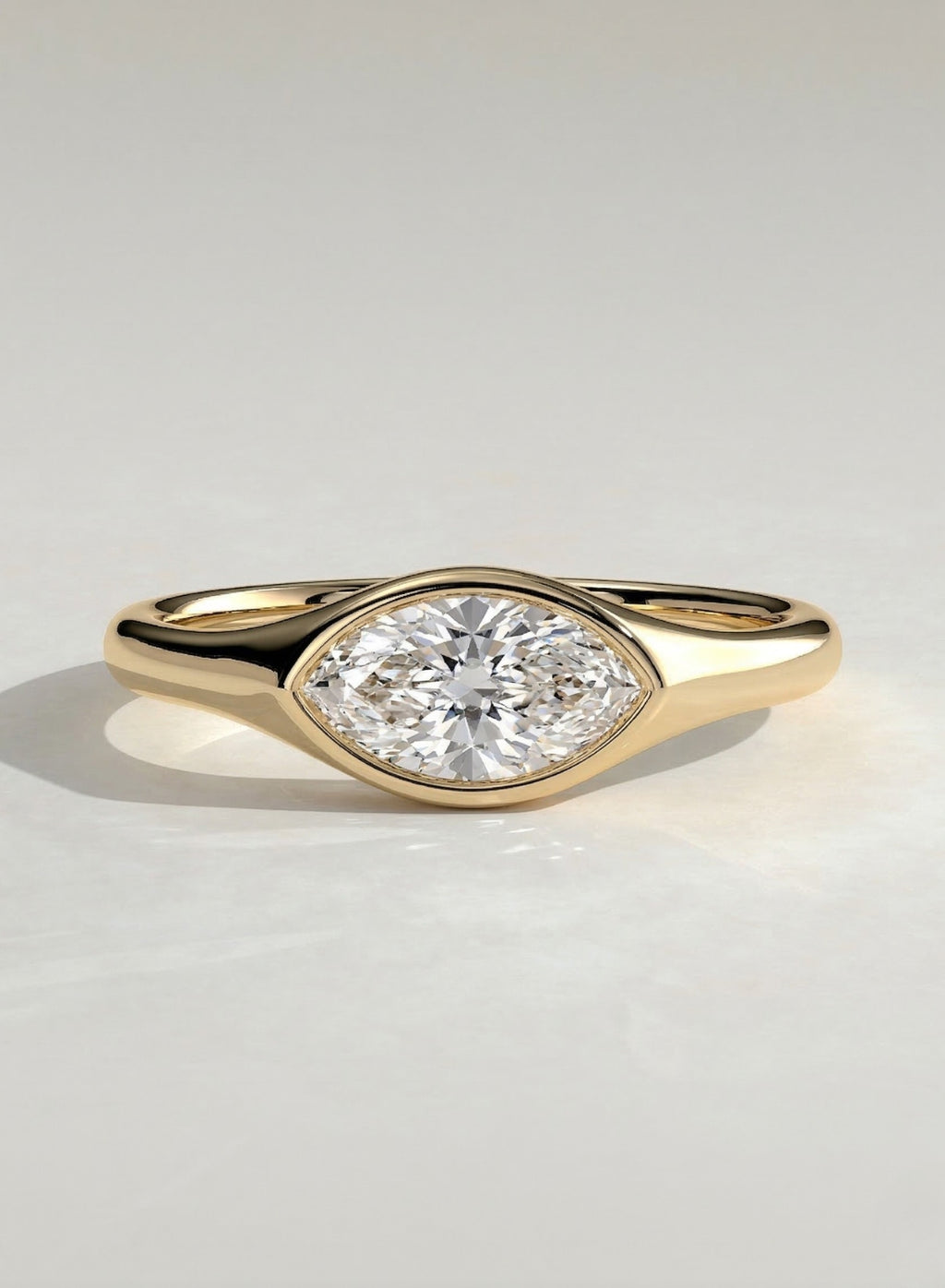 The Delilah Ring - East-West Marquise Bezel Ring