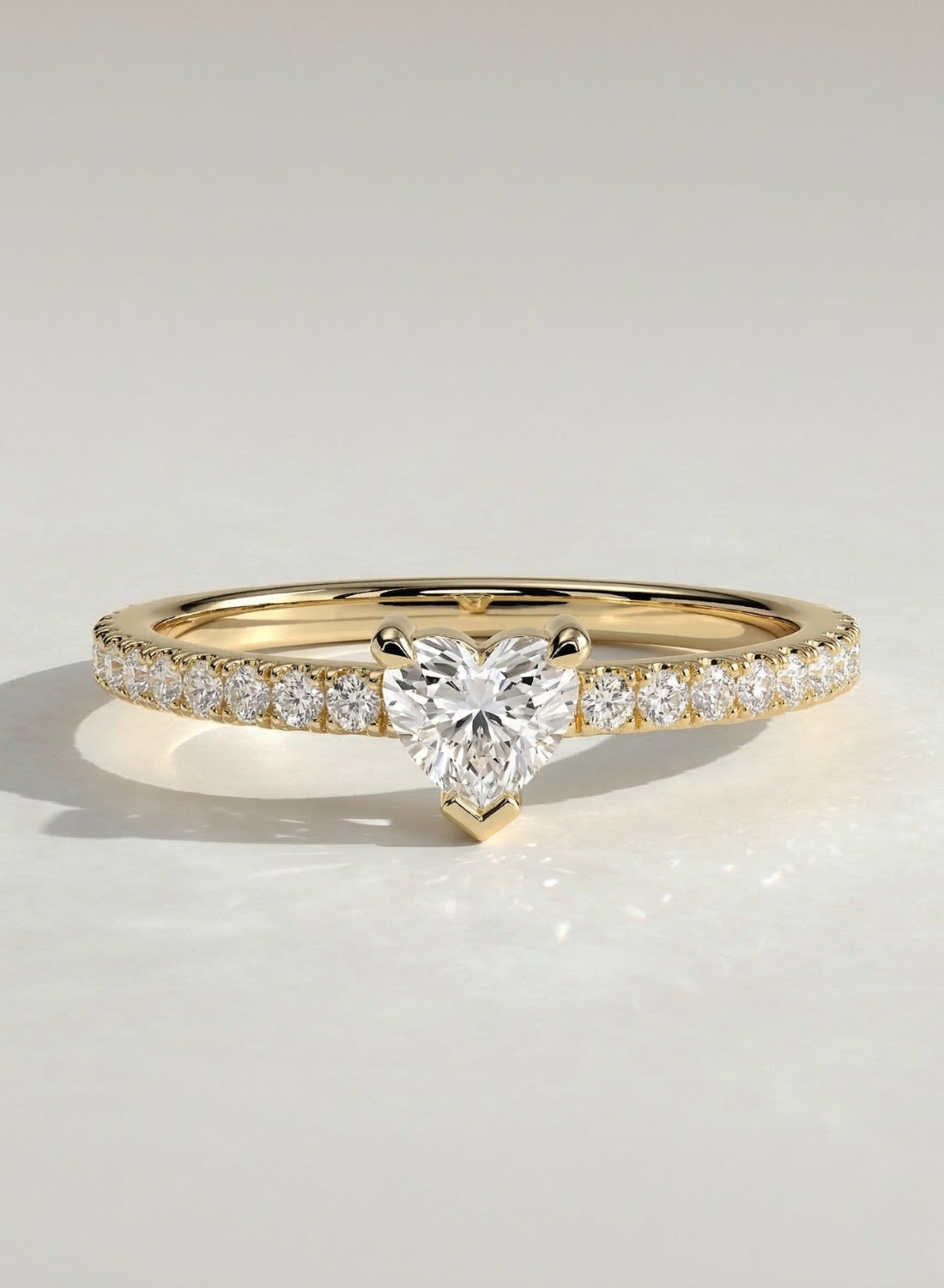 Keely Silver Heart Shape Pavé Diamond Romantic Ring Band – Silvora
