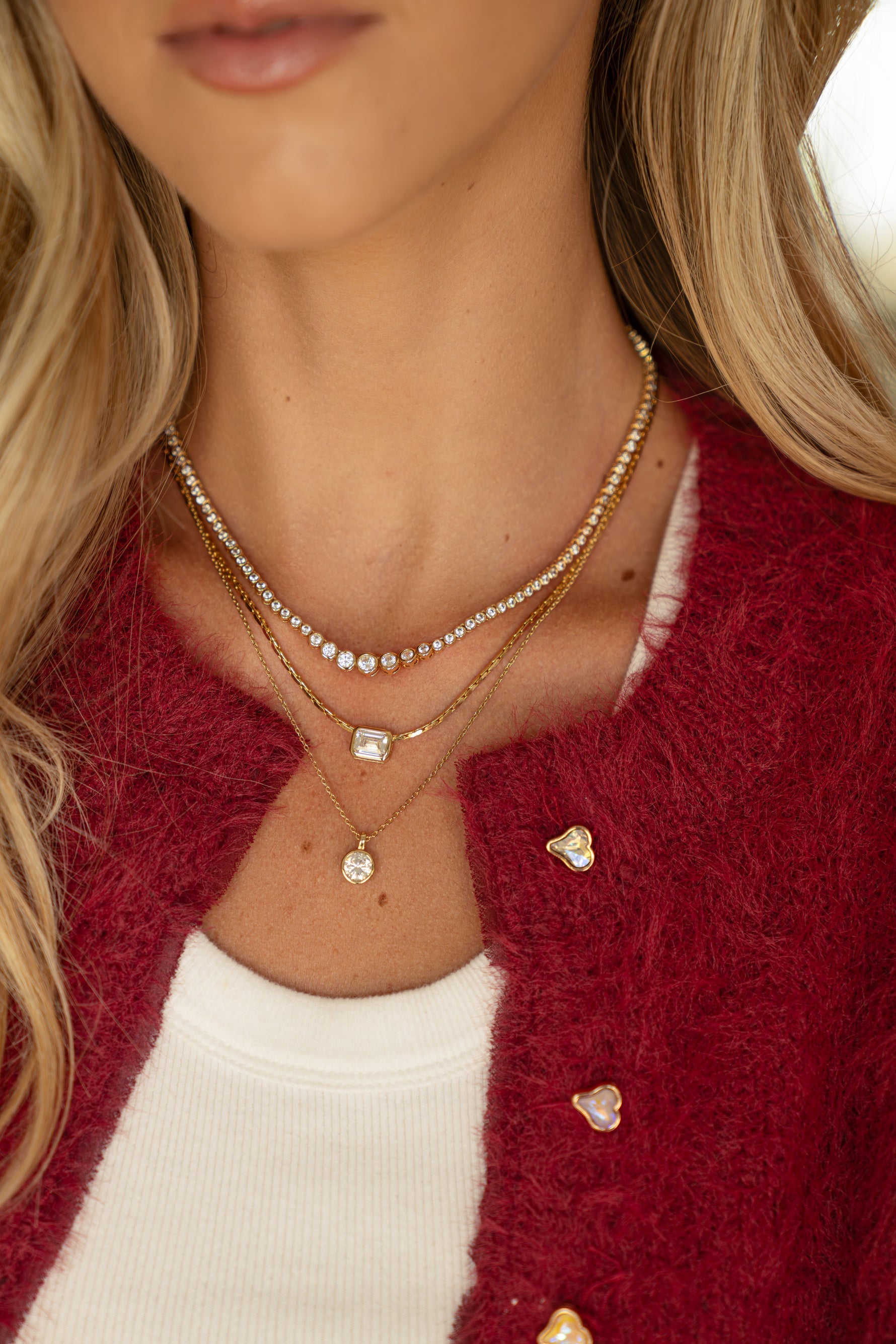 Bezel Setting Emerald Cut Statement Necklace