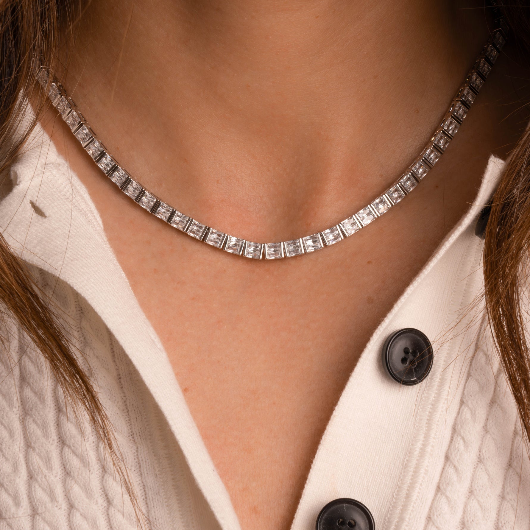 Baguette Bar Tennis Necklace