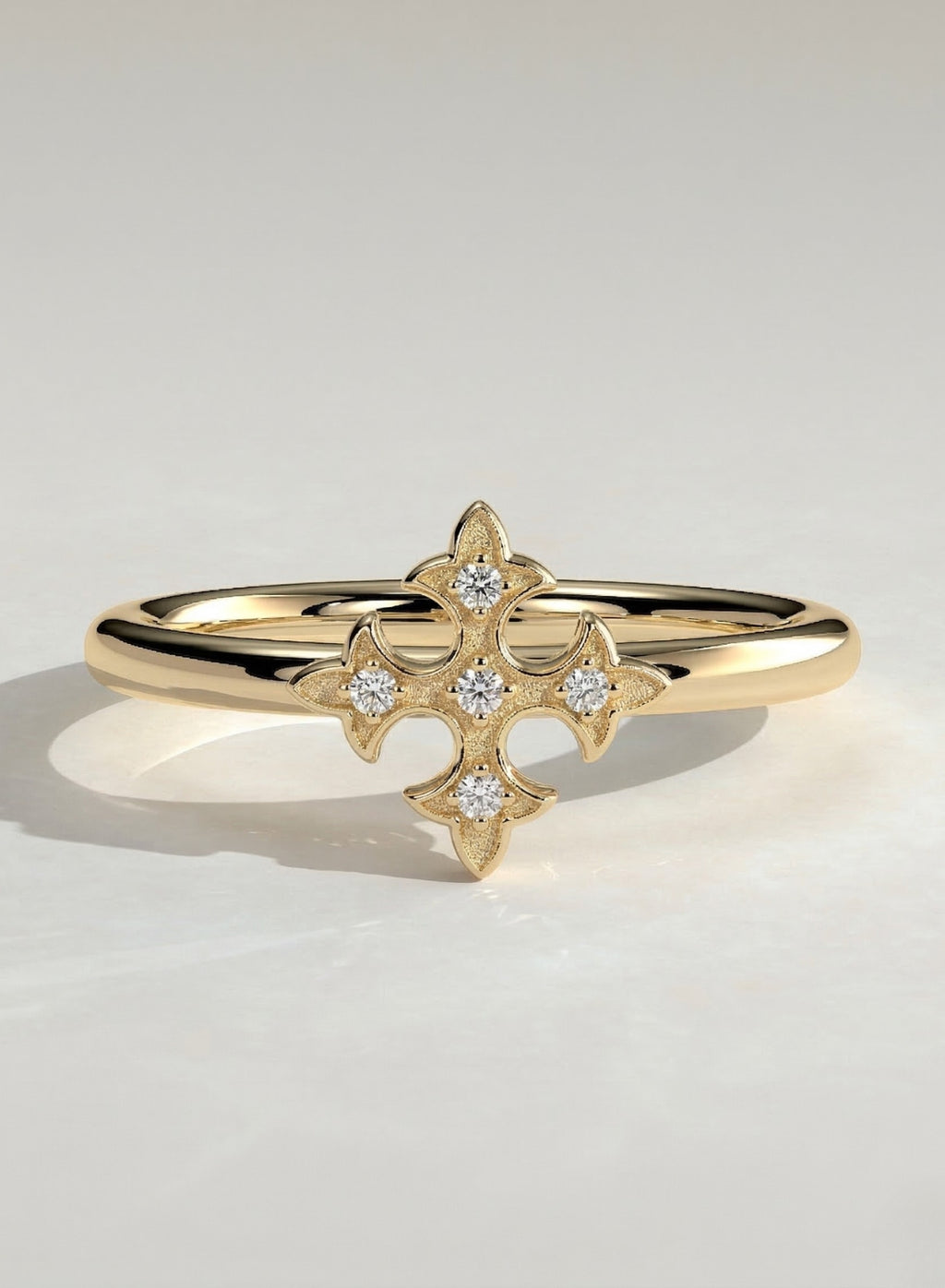 The Elina Ring - Ornamental Diamond Cross Motif Ring