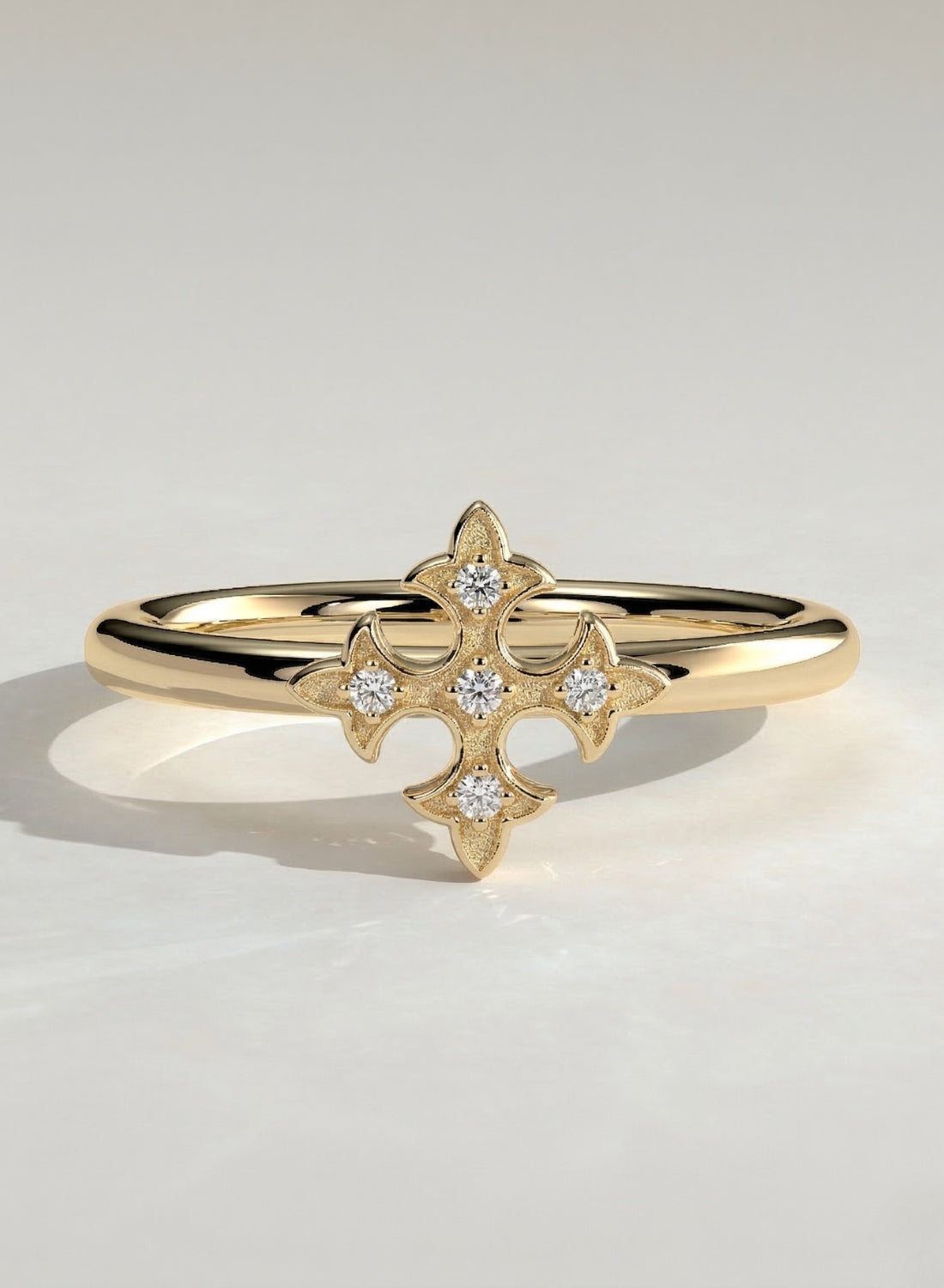 The Elina Ring - Ornamental Diamond Cross Motif Ring