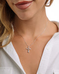 Pear Accent Cross Pendant Necklace