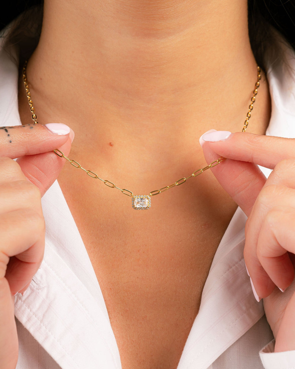 Radiant Halo Paperlink Chain Necklace