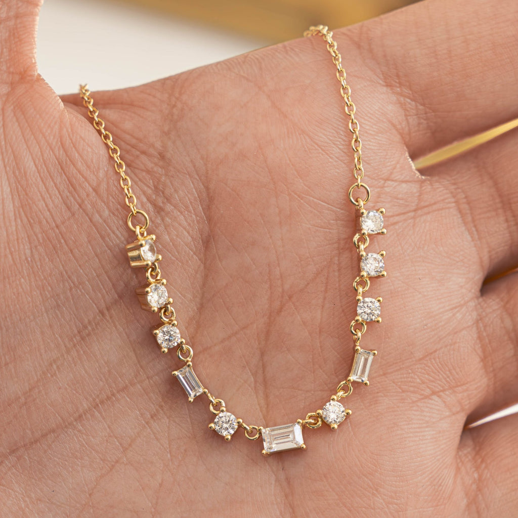 Baguette & Round Station Necklace