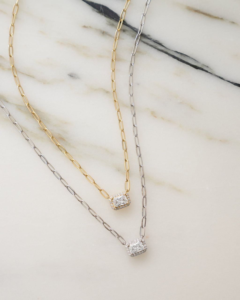 Radiant Halo Paperlink Chain Necklace