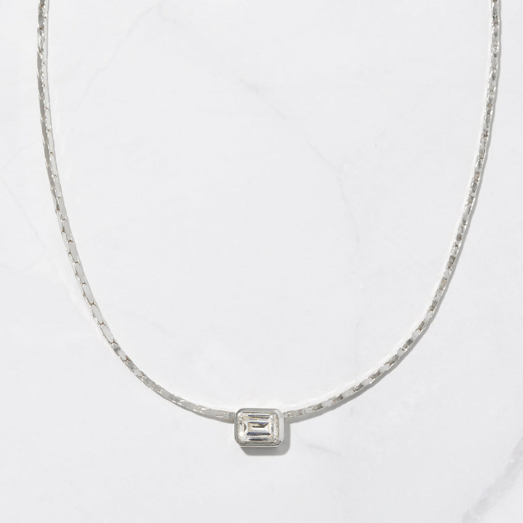 Bezel Setting Emerald Cut Statement Necklace